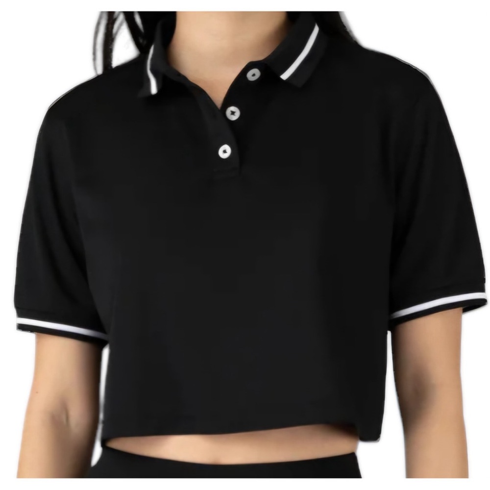 NWT 90 Degree by Reflex Dynamic Pique Cropped Boxy Polo Tee & UPF 50+ Size Small